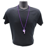 33" 7mm Whistle Necklace Purple, Green and Gold (Each)