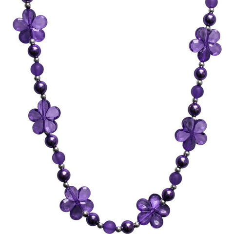 38" Acrylic Purple Daisy Bead Necklace (Each)