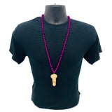 33" 7mm Metallic Hot Pink Willy Whistle Necklace (Each)