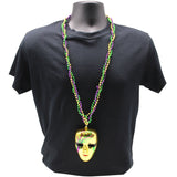 36" Purple, Green and Gold Mask Medallion Bead (Each)