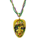 36" Purple, Green and Gold Mask Medallion Bead (Each)