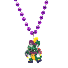 36" 12mm Metallic Purple Bead with Alligator Medallion (Each)