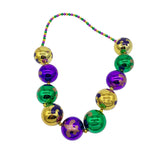 48" 60mm Fleur de Lis Print Purple, Green and Gold Balls Necklace (Each)