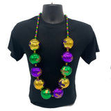 48" 60mm Fleur de Lis Print Purple, Green and Gold Balls Necklace (Each)