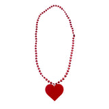 33" 8 x 9mm Opaque Red Heart Bead with Plastic Heart Medallion (Each)