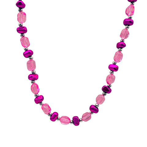 Layered Polki Kundan Pink Beads Necklace Set - Rentjewels