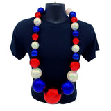 48" 40/60/80/100mm Metallic Red, Metallic Blue and White AB Big Ball Bead