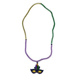 42" 10mm 3-Section MOT Purple, Green and Gold Beads with Mask Polymedallion (Each)