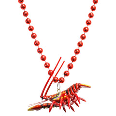 40" Red Crawfish Bobble Medallion on 10mm Red Beads (Each)