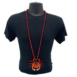40" Red Crab Bobble Medallion on 10mm Red Beads (Each)