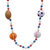 42" 10mm Four Sportsball Handstrung with Red, White and Blue Alternating Beads, 7mm Gold Spacers (Each)
