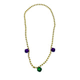 33" 7mm Gold Necklace with Purple & Green Jingle Bells (Each)