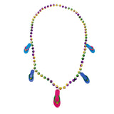 42" 12mm Flip Flops on Purple, Green and Gold Dyed Beads Necklace (Each)