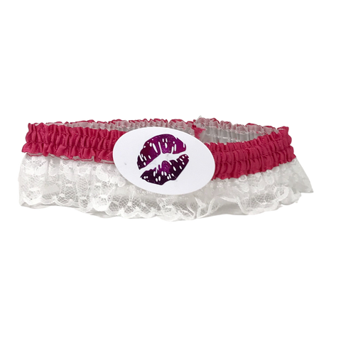 Hot Pink Garters with White Lace (Dozen)