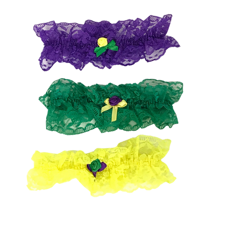 Purple, Green and Yellow Lace Garter (Dozen)