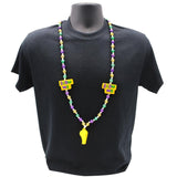 48" 12mm Metallic Purple, Green and Gold Beads with Whistle and Blow Me Necklace (Each)
