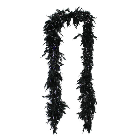 6' Black Boa with Silver Tinsel (Each)