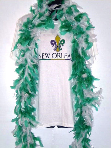 6' Green and White Feather Boa