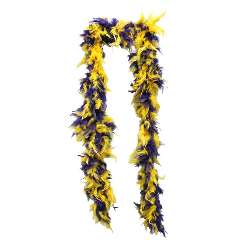 Purple And White Party Mardi Gras 2 ft Thin Chandelle Feather Boa