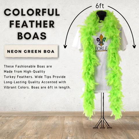 Purple Green Yellow Mardi Gras Colors 20 Gm 6 ft Marabou Feather Boa