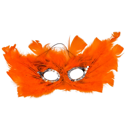 Orange Feathers with Silver Sequins Around The Eyes (Each)