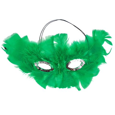 Green Feathers with Silver Sequins Around The Eyes (Each)