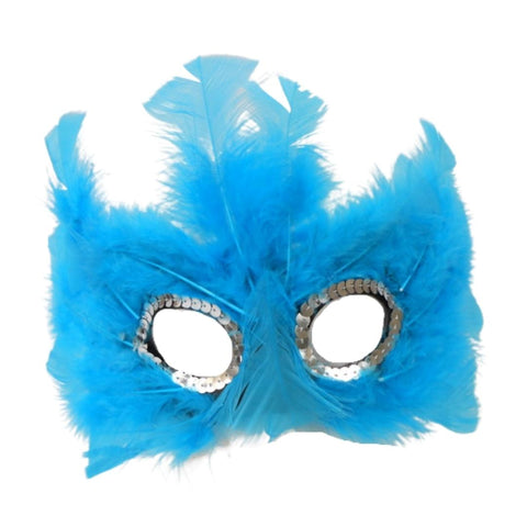 Turquoise Feathers with Silver Sequins Around The Eyes (Each)