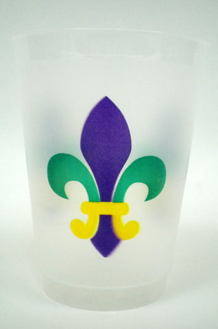 16oz Mardi Gras Fleur de Lis Frost Flex Cup (Sleeve of 25)