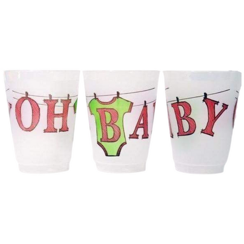 16oz Pink "Oh Baby" Frost Flex Cup (Sleeve of 25)