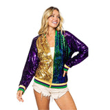 Mardi Gras Sequin Color Block Bomber Jacket (Each)