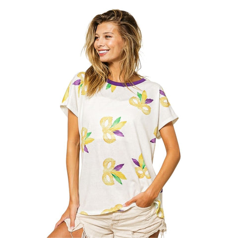 Printed Mardi Gras Mask Top (Each)