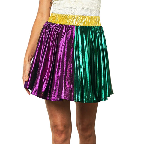 Mardi Gras Metallic Skater Skirt with Elastic Waistband (Each)