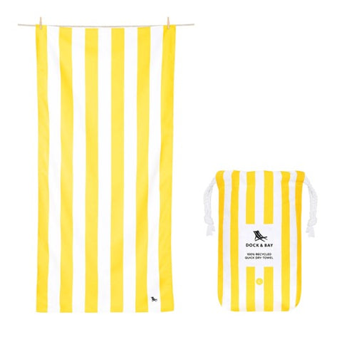 Dock & Bay Quick Dry Beach Towels - Striped Boracay Yellow - Large (63"x35")