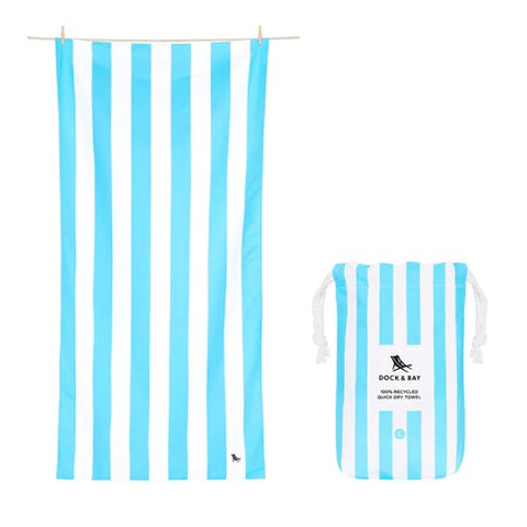 Dock & Bay Quick Dry Beach Towels - Striped Tulum Blue - Large (63"x35")