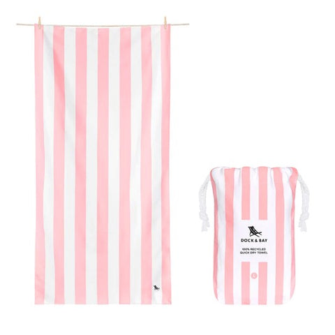 Dock & Bay Quick Dry Beach Towels - Striped Malibu Pink - Large (63"x35")