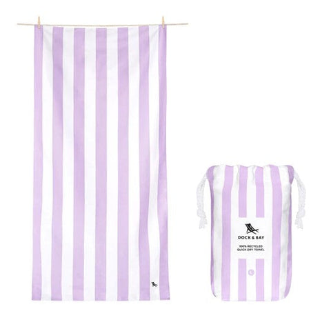 Dock & Bay Quick Dry Beach Towels - Striped  Lombok Lilac - Large (63"x35")