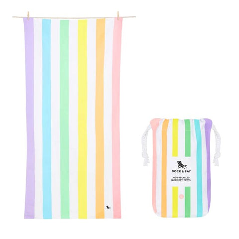Dock & Bay Quick Dry Beach Towels - Striped Unicorn Waves - Large (63"x35")