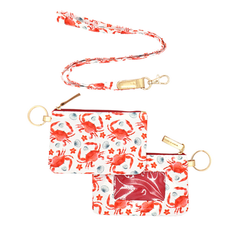 Crab Patterned ID Wallet With Detachable Lanyard - 5.25" x 3.5" (Each)