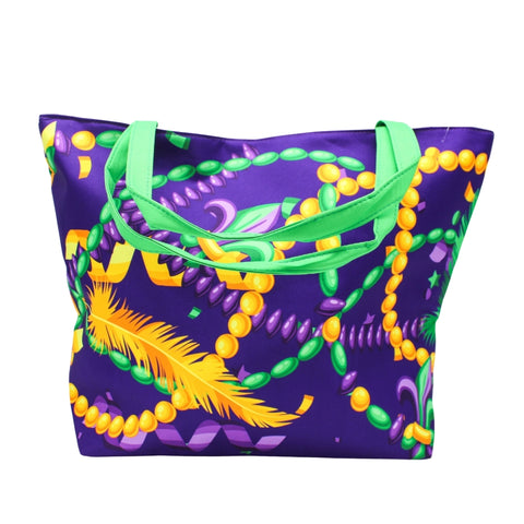 Mardi Gras Purple Party Tote Bag with Rope Handle (Each)