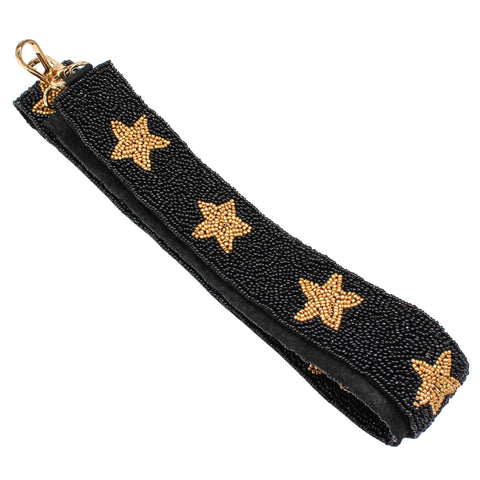 Black and Gold Star Beaded Bag Strap (Each)