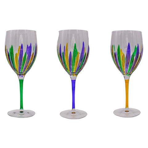 Incanto Mardi Gras Wine Glass - Assorted Colors (Each)