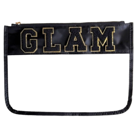 GLAM Varisty Letter Clear Black Pouch (Each)