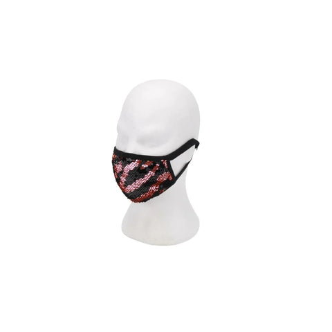 Pink and Black Zebra Stripe Sequins on Black Mask with Adjustable Straps (Each)