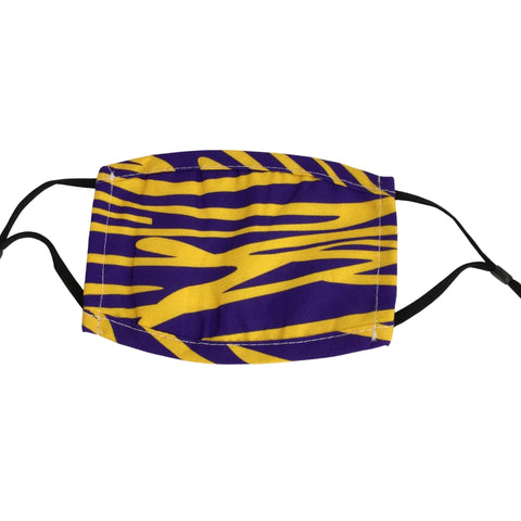 Purple and Gold Tiger Stripe Children's Face Mask with Adjustable Straps (Each)