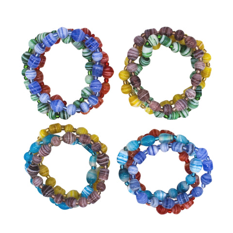 7.5" Assorted Color and Shape Glass Bead Bracelet (Dozen)