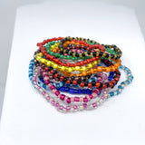 7" 12 Assorted Color Glass Bead Bracelets (Dozen)