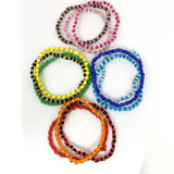 7" 12 Assorted Color Glass Bead Bracelets (Dozen)