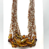 27" Brown and Clear Glass Bead Necklace (Dozen)