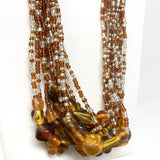 27" Brown and Clear Glass Bead Necklace (Dozen)