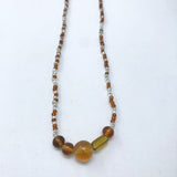 27" Brown and Clear Glass Bead Necklace (Dozen)